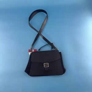 Kelly & Katie Black Crossbody Satchel Faux Leather Croc Embossed Bag